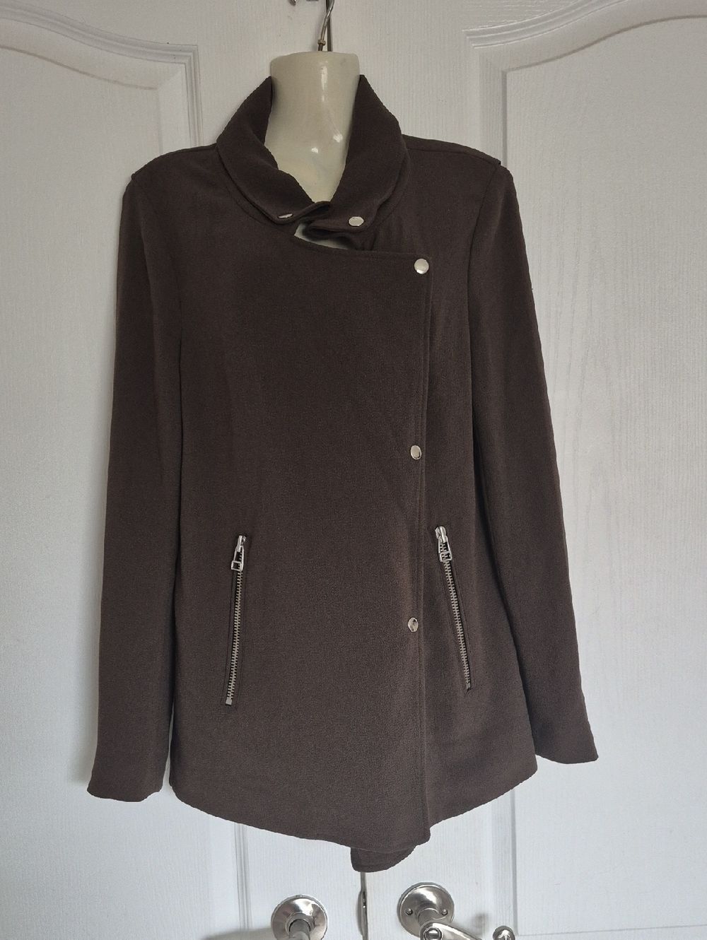 Wilfred Dark Brown Asymmetric Pea Coat